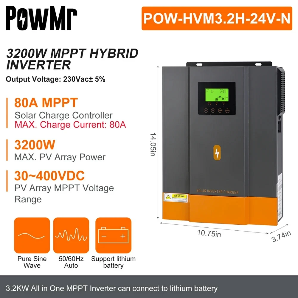 Гібридний інвертор PowMR 3200W POW-HVM3.2H-24V-N - фото 10