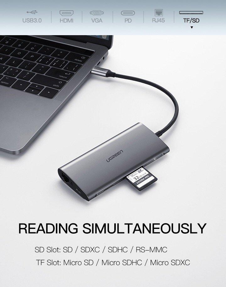 Концентратор UGREEN CM179 Multi Port 9в1 Type-C Adapter (40873) - фото 5