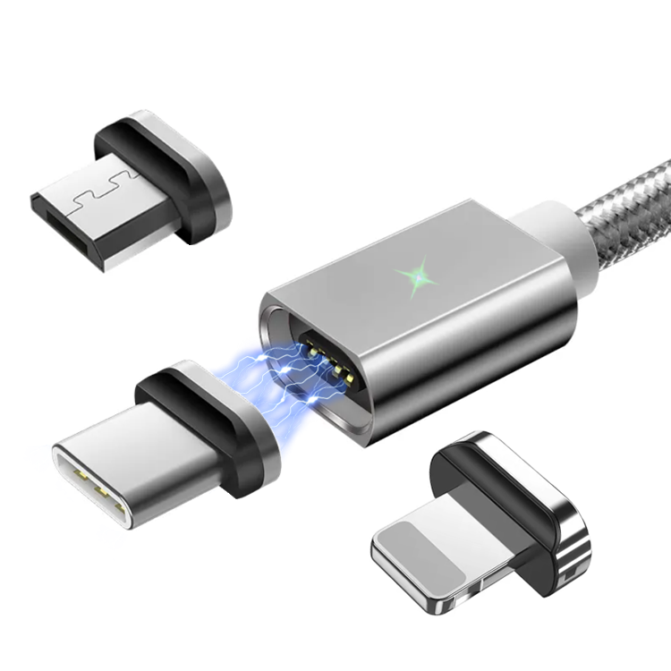 Кабель магнітний Essager micro USB type-C lightning 1 м Сірий (E1220)