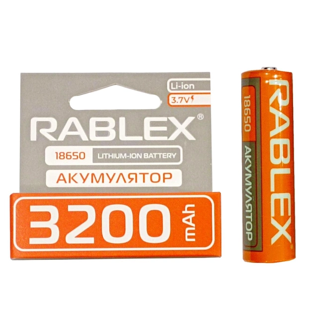 Батарейка акумуляторна Rablex на блістері 18650 3200mAh