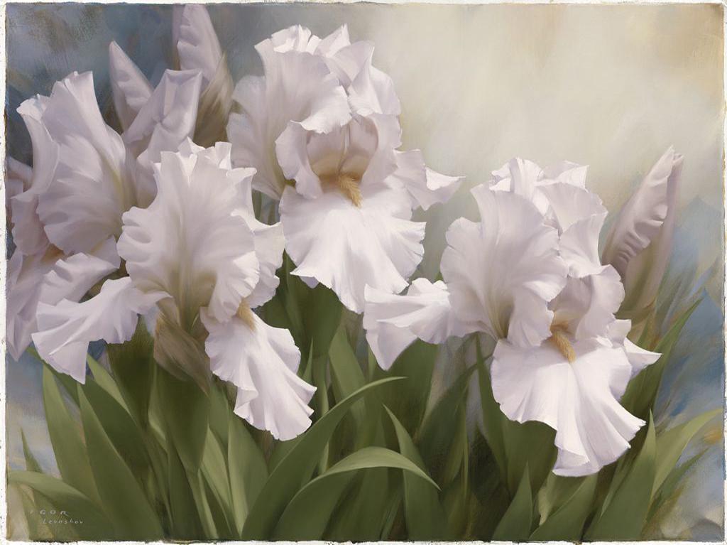 Алмазная мозаика ColorArt Цветы Белые ирисы SP104 40х50 см