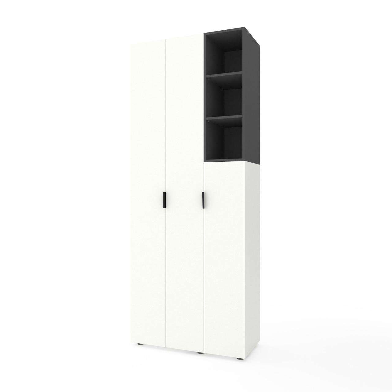 Шкаф Metkas Home A003R ЛДСП 900x420x2300 мм Белый Снег/Антрацитовый - фото 2 Шкаф Metkas Home A003R ЛДСП 900x420x2300 мм Белый Снег/Антрацитовый - фото 2