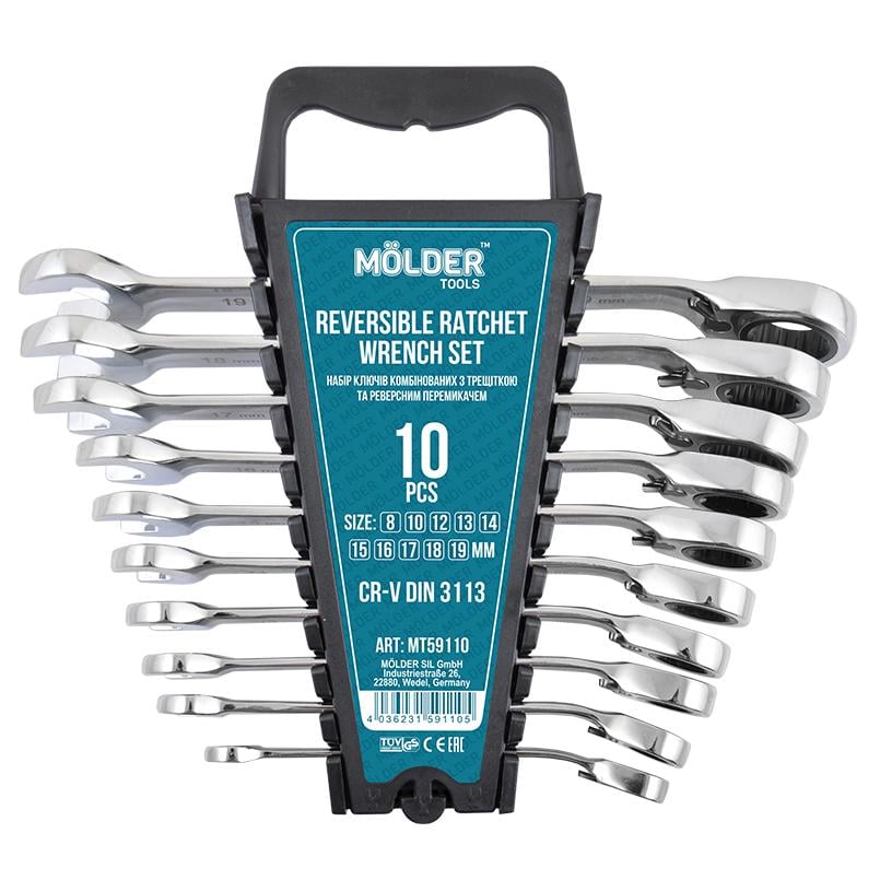 Набор ключей комбинированных рожково-накидных Molder CR-V 8-19 мм 10 шт. (MT59110)