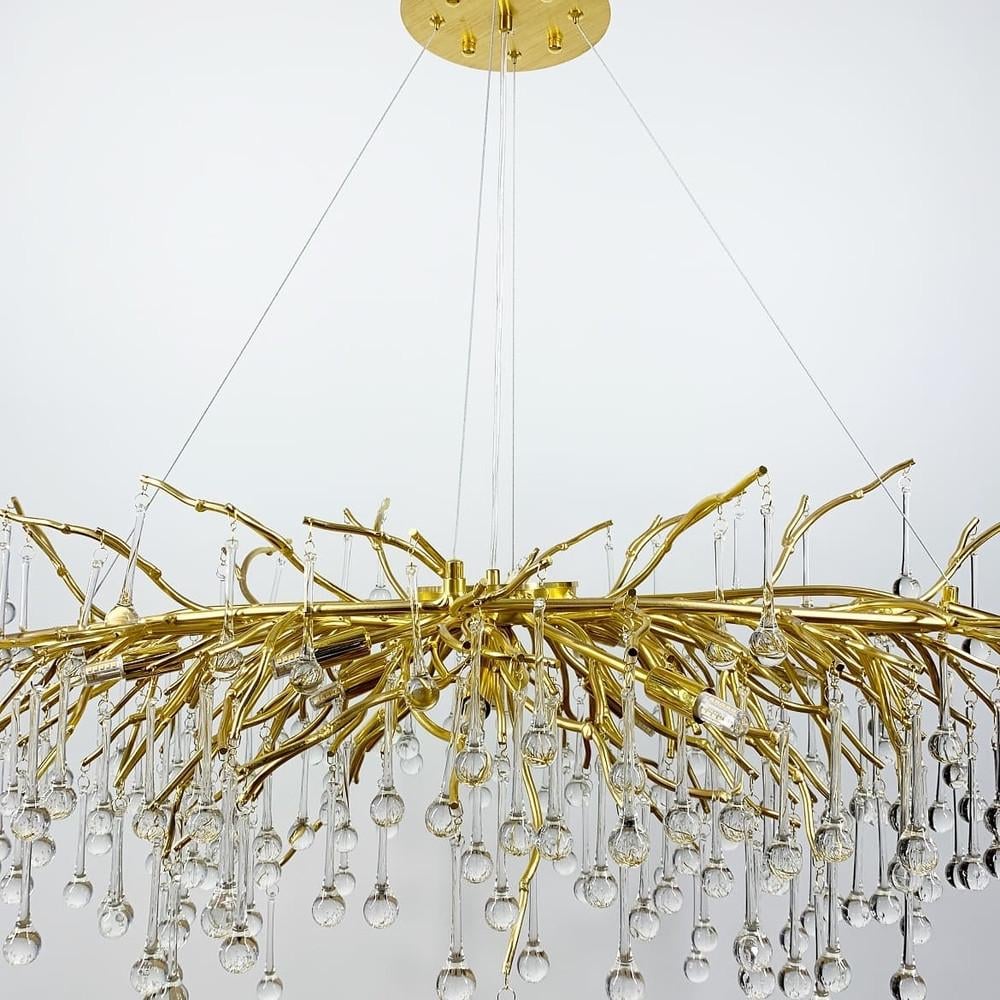 Люстра видовжена підвісна із кришталевими крапельками 100х50 см (704L GD/CL) - фото 4