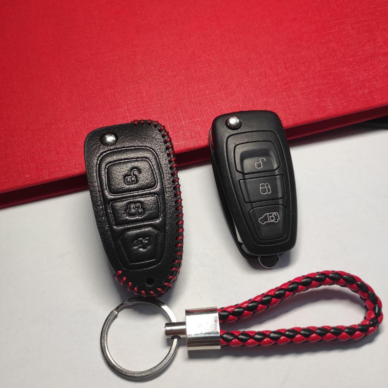Чехол кожаный для Ford Focus/Fiesta/Connect/Mondeo Tranzit 3 кнопки