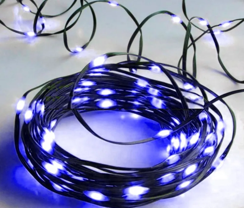 Светодиодная гирлянда LED Капли 500 диодов 50 м на зеленом проводе Синий