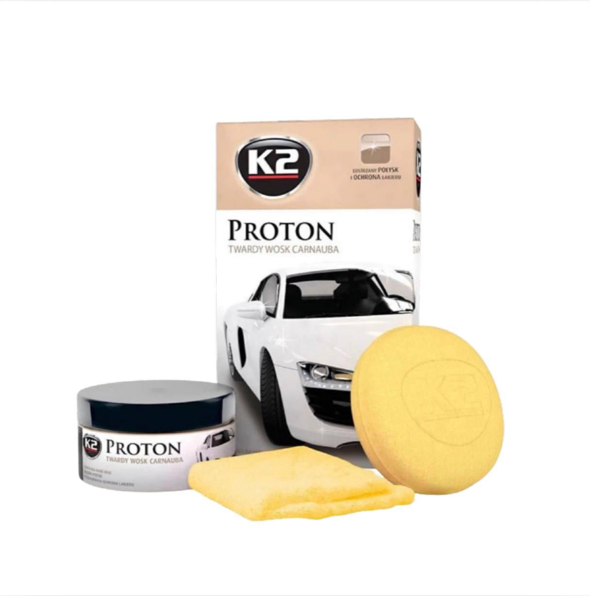 Набор для полировки и защиты кузова K2 Proton твердый воск Carnauba/аппликатор/микрофибра (G040)