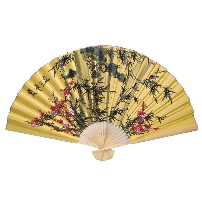 Веер настенный бамбук и цветы 90х160 см Желтый (C0548)