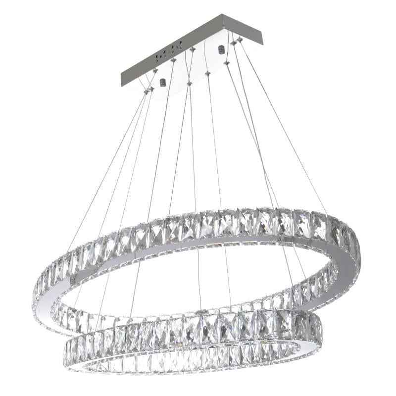 Люстра светодиодная подвесная Brille BR-987S/96 W LED хрустальные кольца с пультом