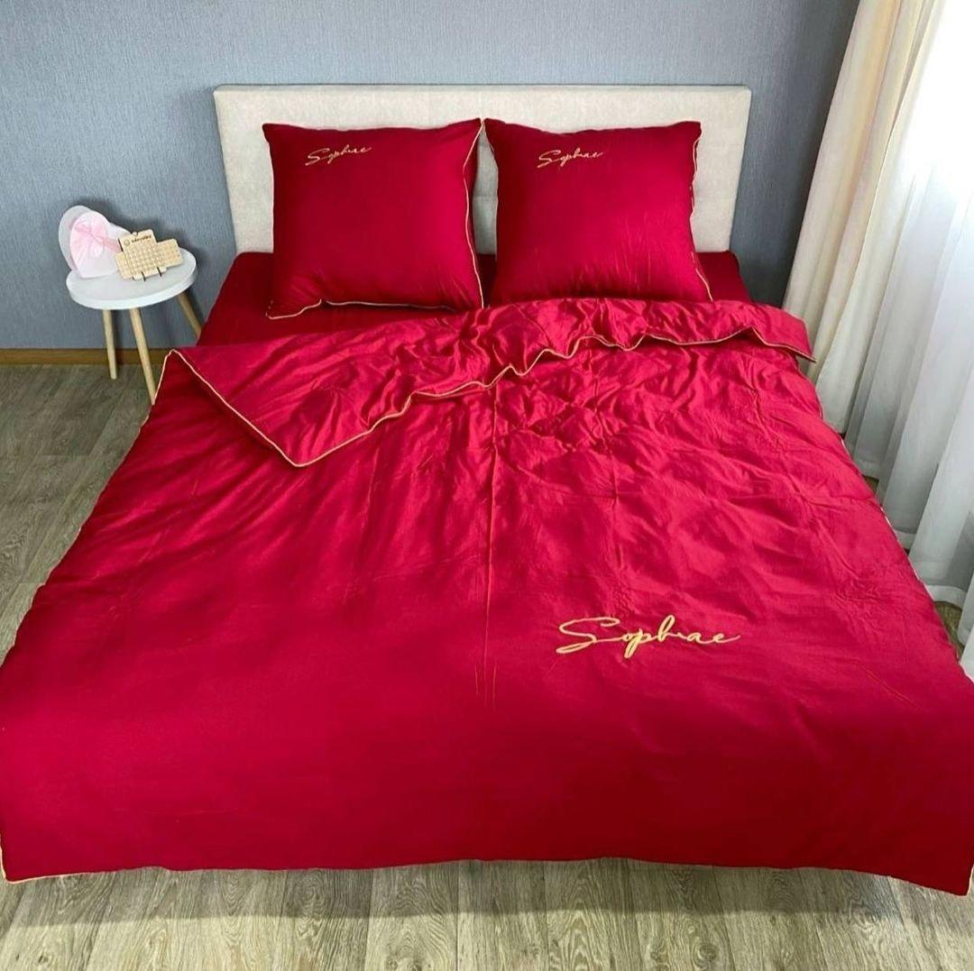 Комплект постельного белья сатиновый Красная калина 4 шт. 70x70 евро 200х220 см (2075418522)