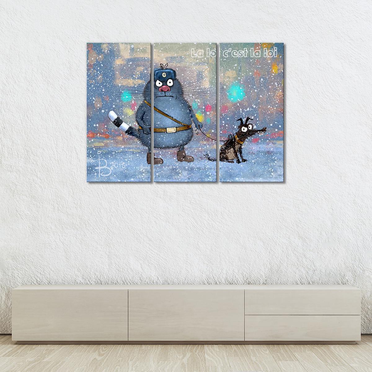 Модульная картина На страже закона 3 модуля 70x105 см