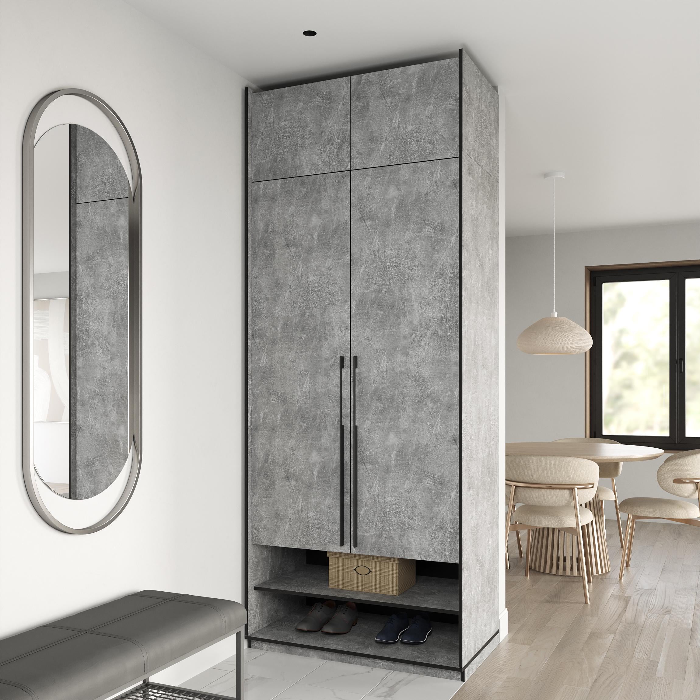 Шафа Moreli Ramo R-0003 з полицями/шухлядами та антресоллю 1001x2500x570 мм Бетон (mo-R0003-beton-sh-an)