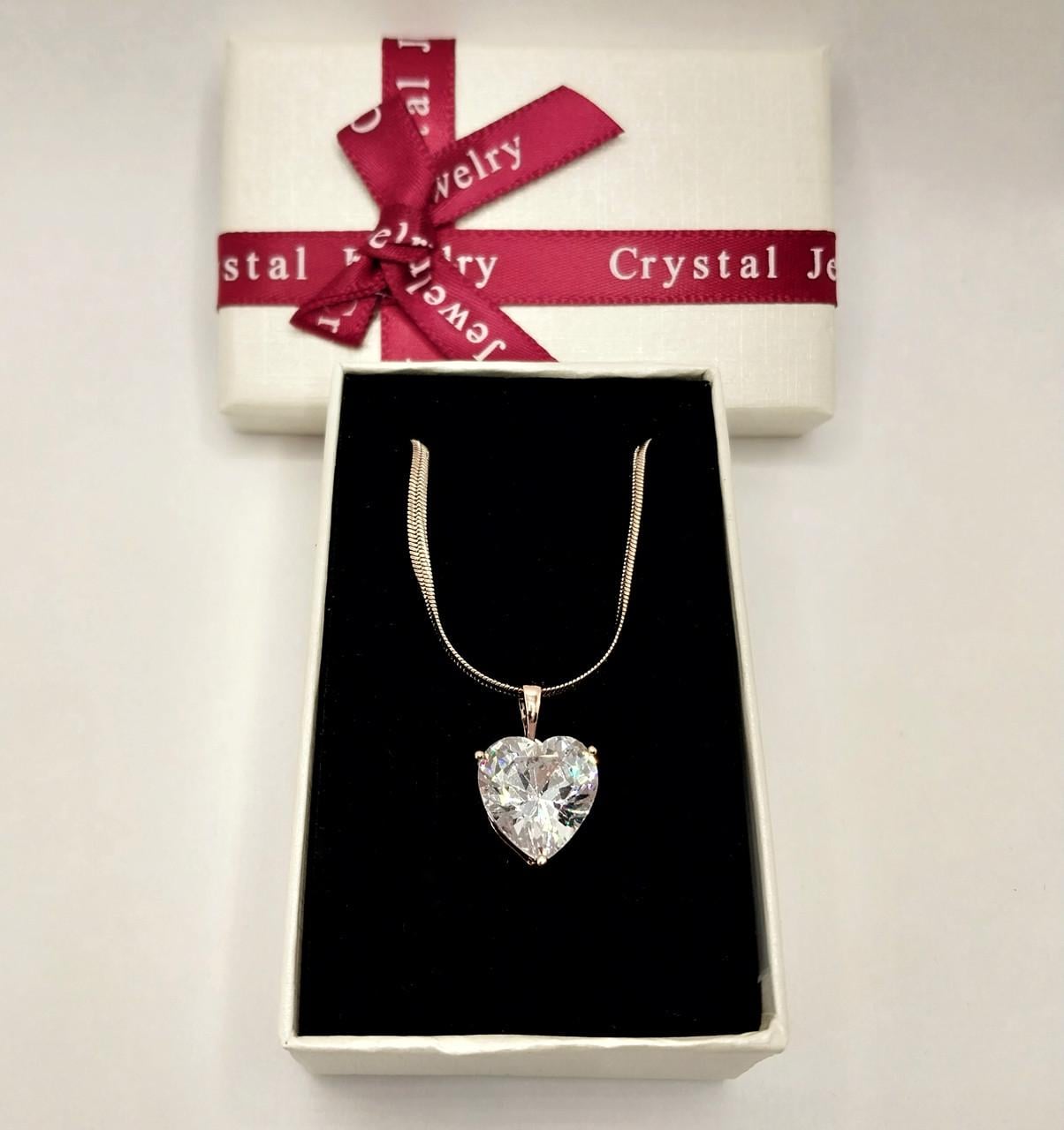 Кулон с цирконом Xuping Jewelry на цепочке плетение змейка ювелирный сплав 45 см в коробочке Золотистый (16092)