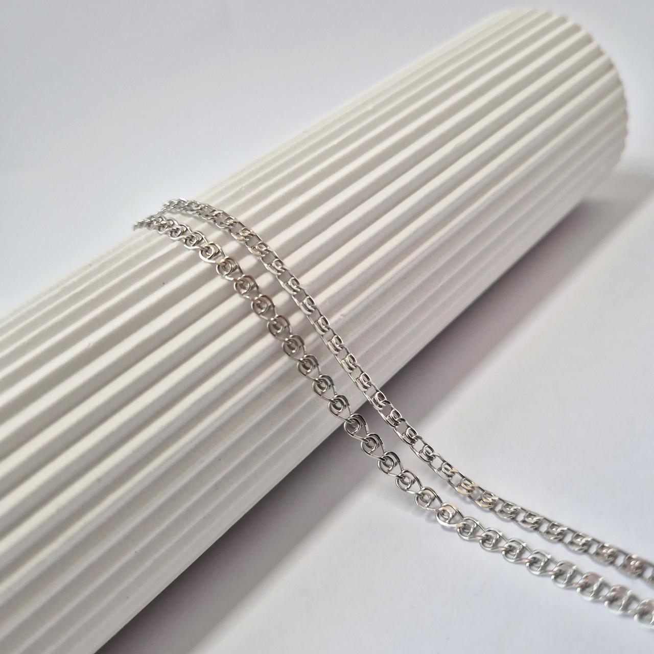 Цепочка плоский лав серебро 925 пробы родированное 5,17 г 50 см (love50)