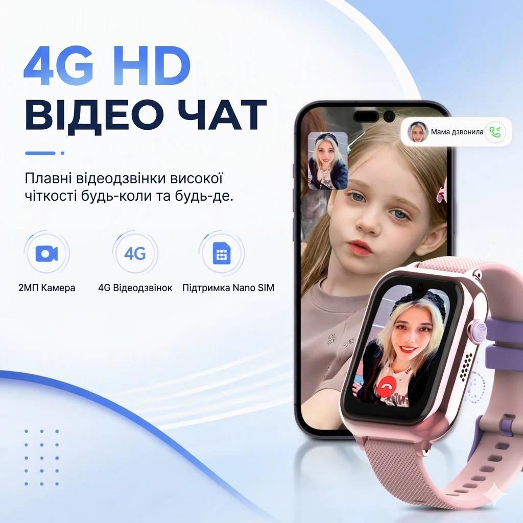 Смарт-годинник з GPS для дітей Wonlex KT38 AMOLED 16GB Pink — фото 5