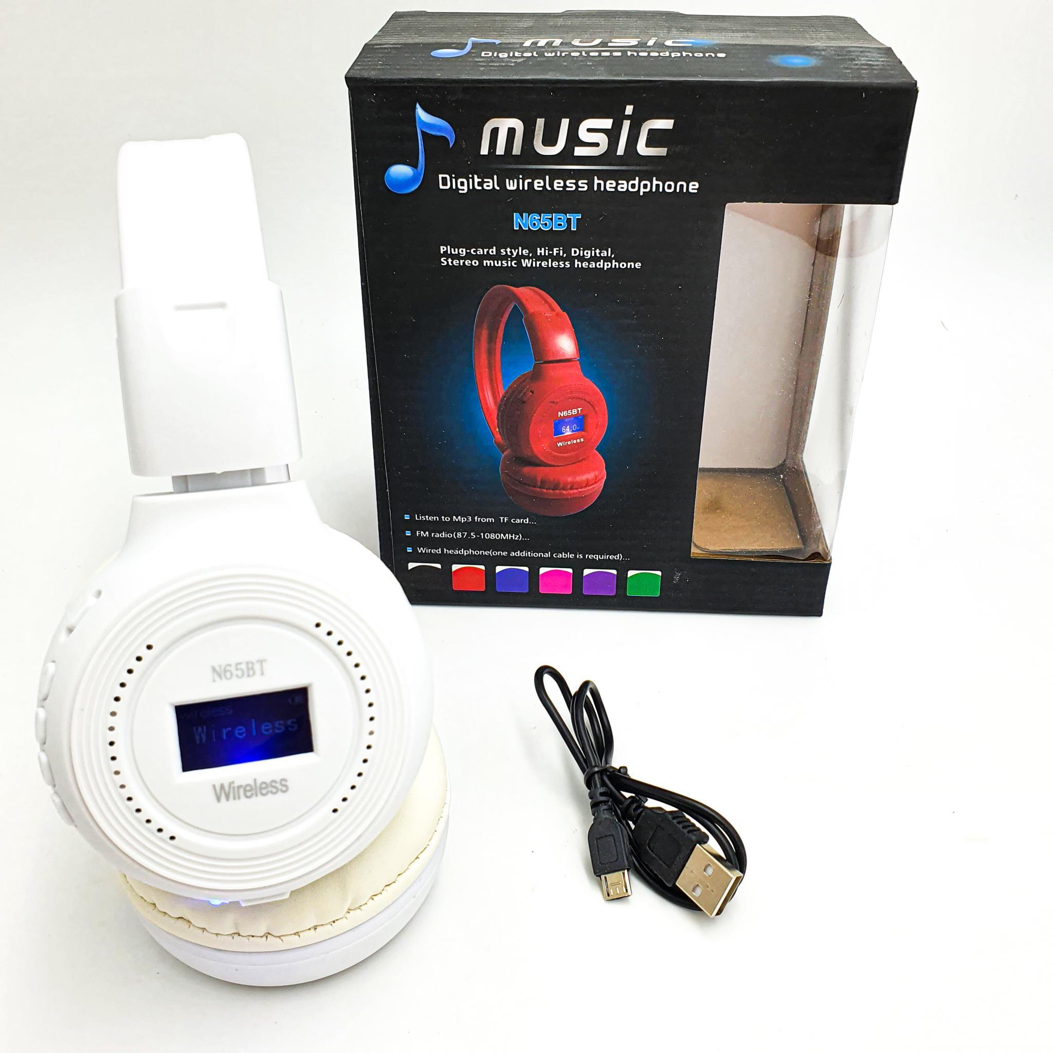 Наушники беспроводные Bluetooth с MP3 плеером и LED дисплеем UKC N65BT Белый