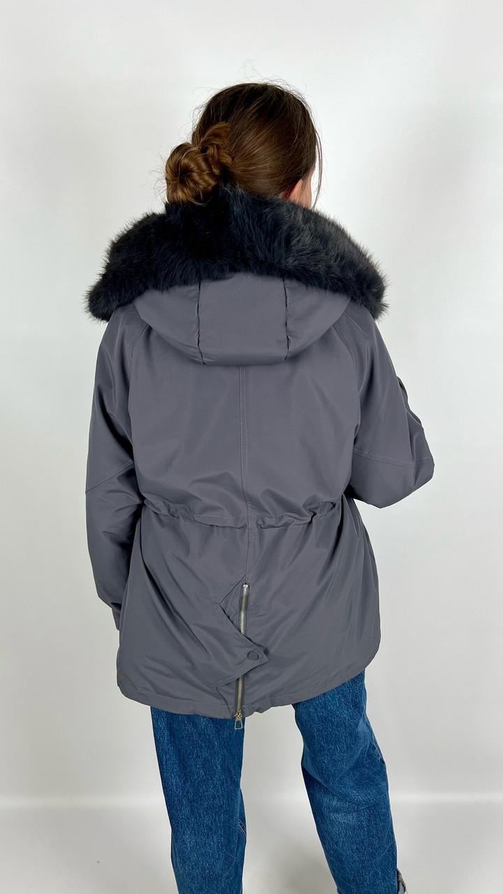 Куртка женская зимняя р. 42 Черный/Серый (#9017-04) - фото 2