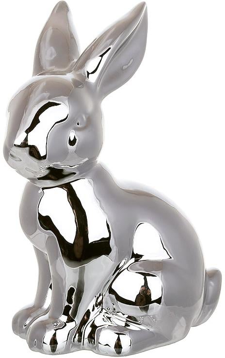 Набор декоративных фарфоровых фигурок Кролик 6 шт. 14 см Серебряный