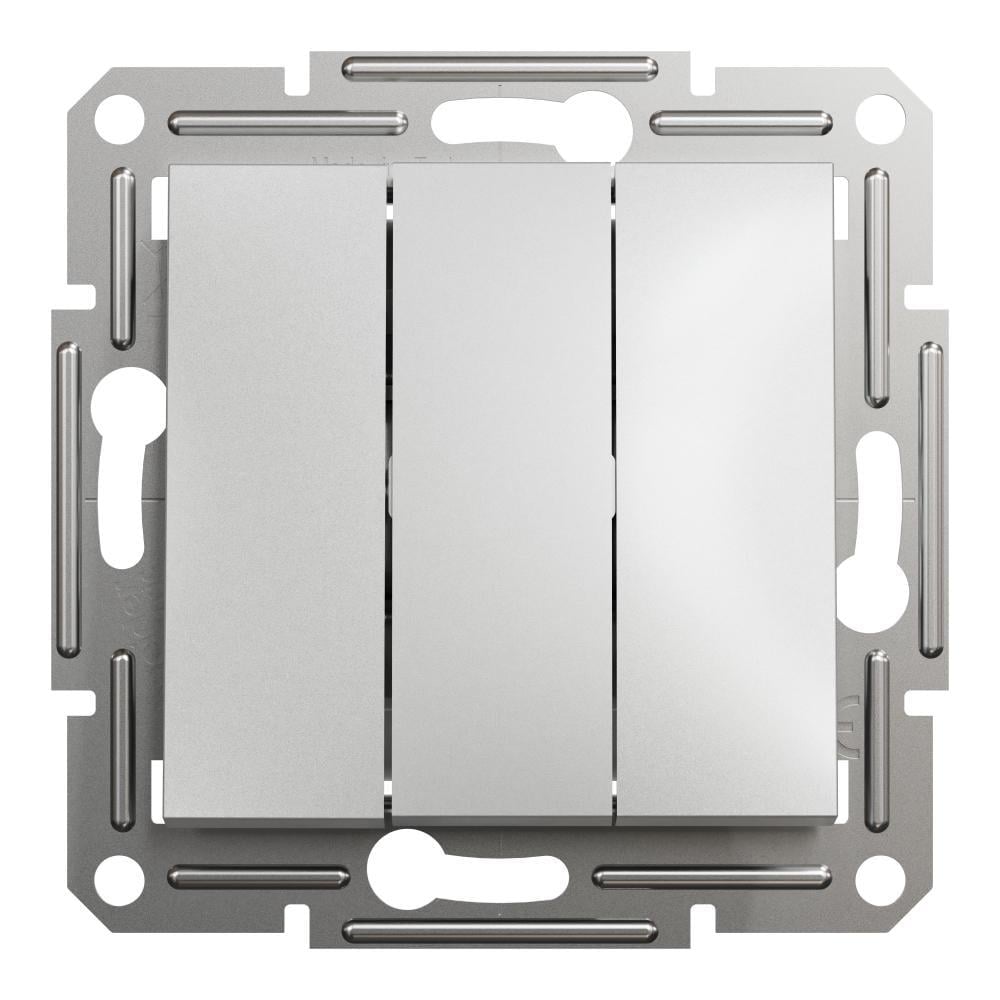 Выключатель трехклавишный Schneider Electric Asfora Алюминий (00000009209)