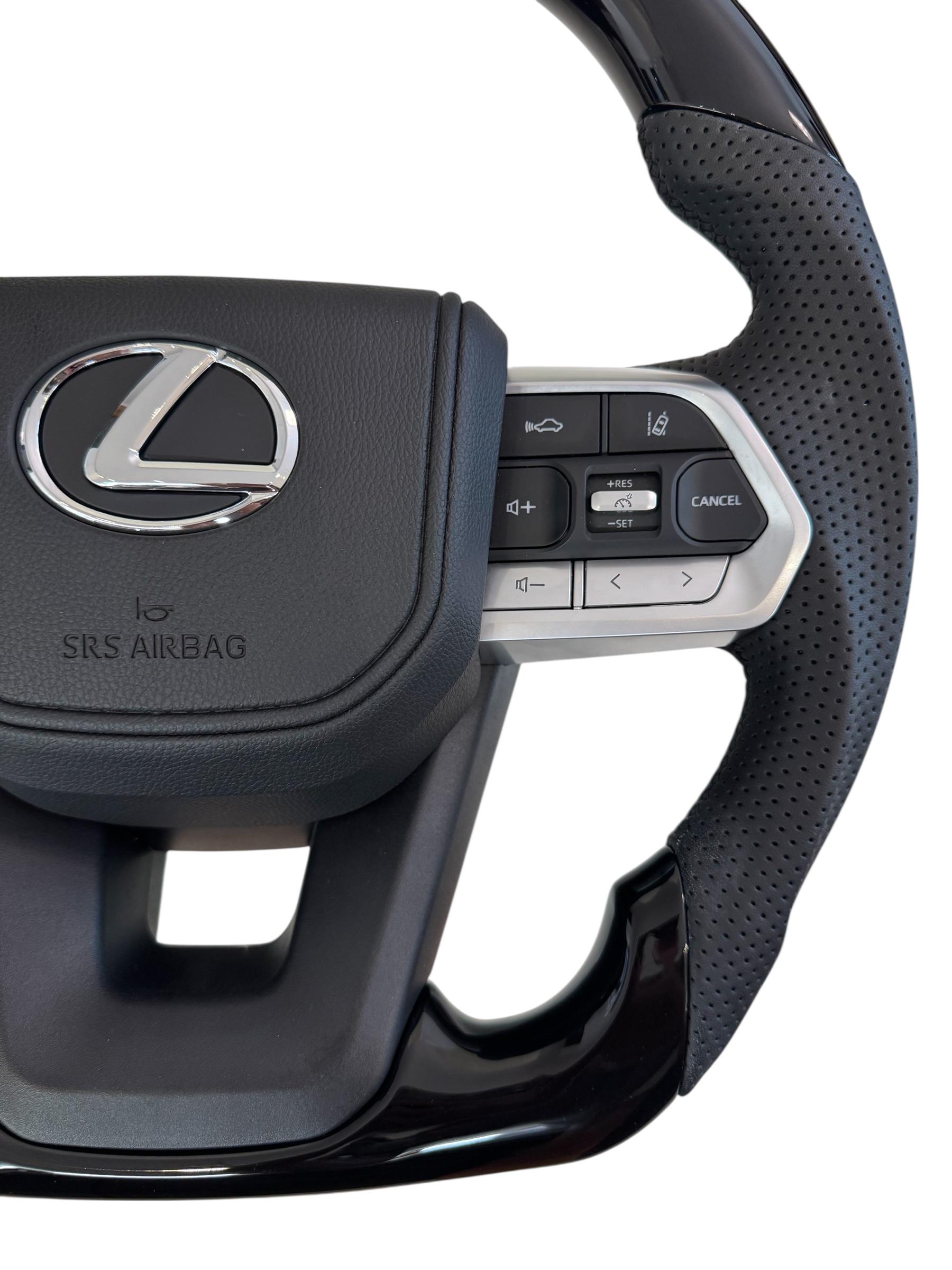 Руль для Lexus LX470/GX470 рояльный лак со скошенным низом логотип и кнопки хром (28923161) - фото 3 Руль для Lexus LX470/GX470 рояльный лак со скошенным низом логотип и кнопки хром (28923161) - фото 3