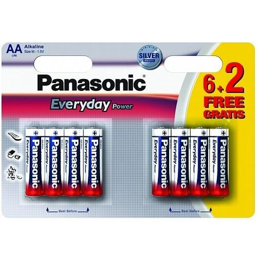 Батарейка щелочная Panasonic EVERYDAY POWER AA 1,5-1,55V 8 шт. (LR6REE/8B2F)