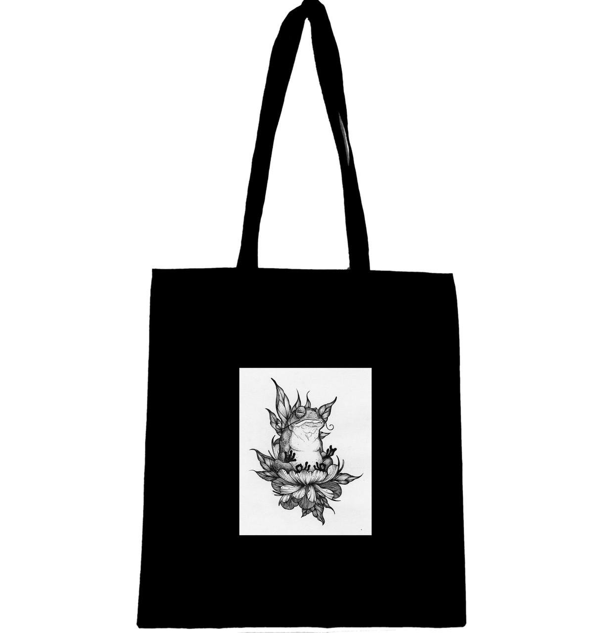 Эко-сумка с принтом Лягушка в цветке (359)