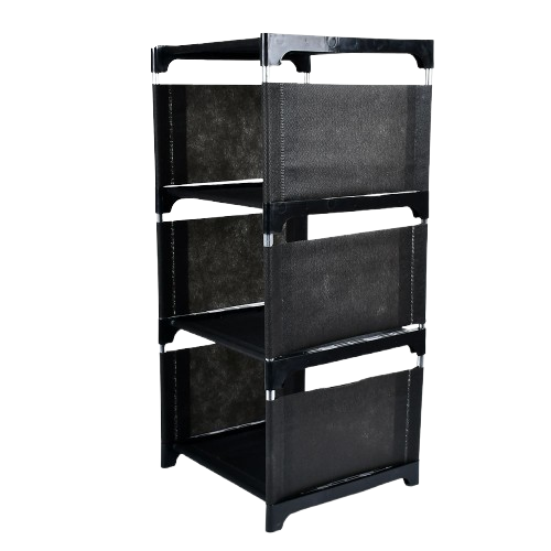 Полиця для взуття Stenson R97353 неткане волокно 26x26x58 см Black (22931802)