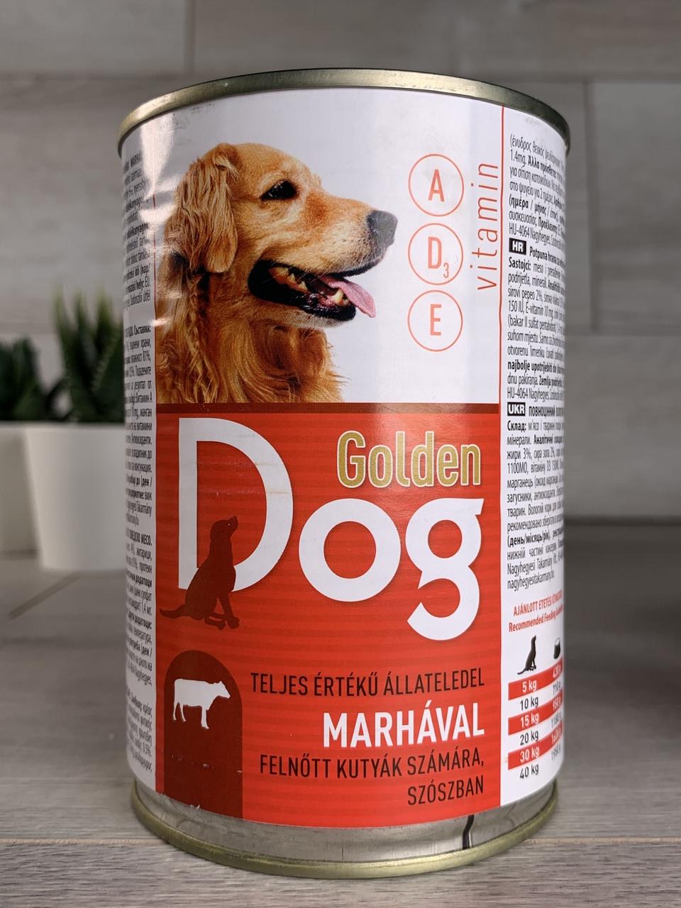 Корм консервированный для собак Golden Dog Beef Говядина 1,240 кг (1754805313)