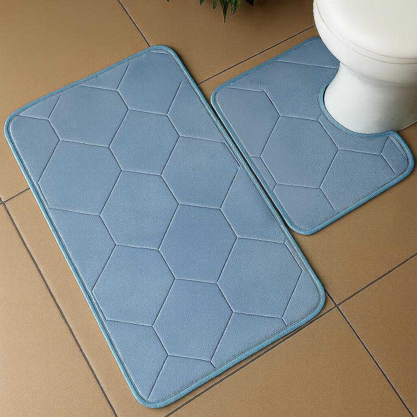 Набір килимків у ванну кімнату Romb Blue Luxury 2 шт. Blue (128615) - фото 2 Набір килимків у ванну кімнату Romb Blue Luxury 2 шт. Blue (128615) - фото 2