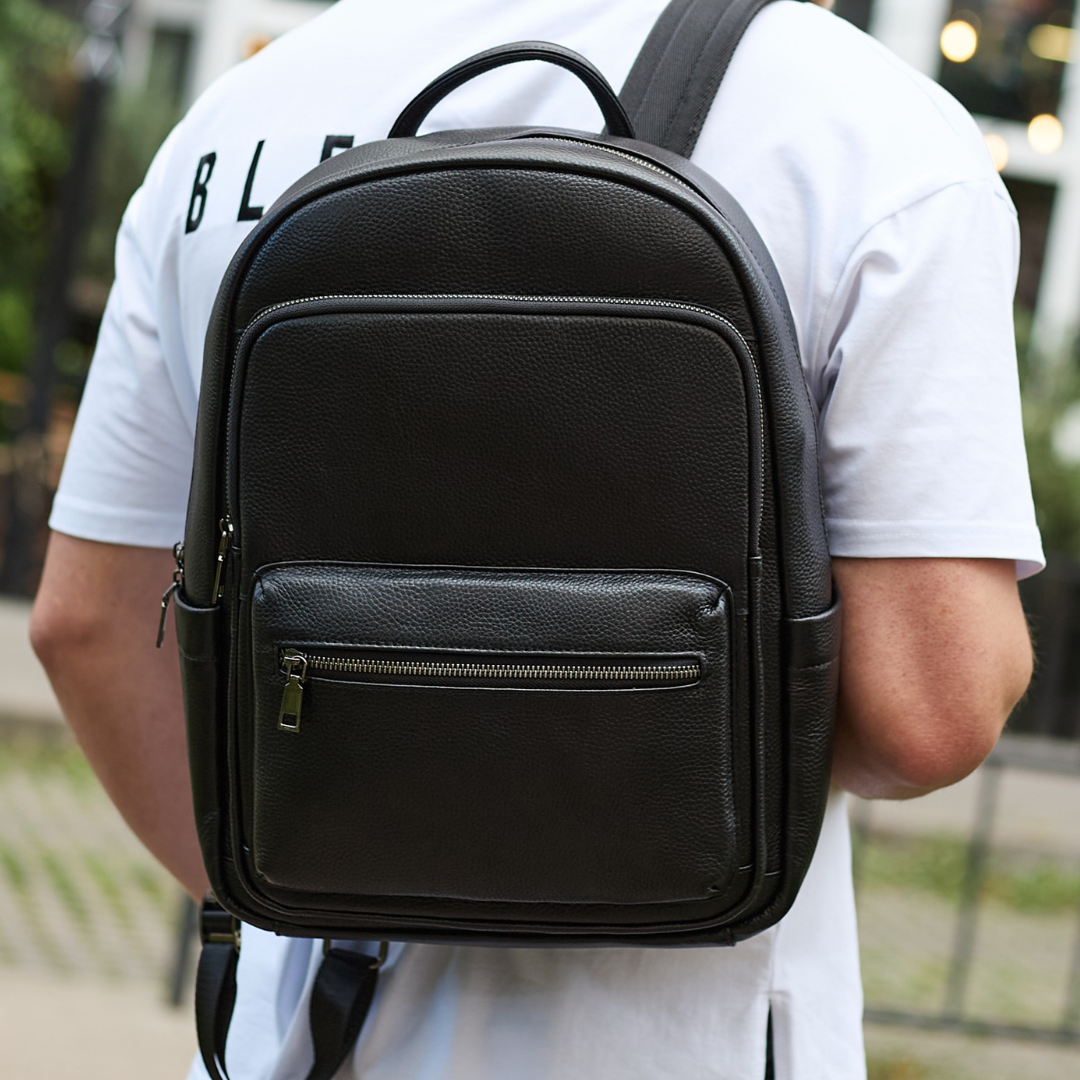 Міський рюкзак чоловічий Tiding Bag шкіряний 41х31х16 см Чорний (92966)