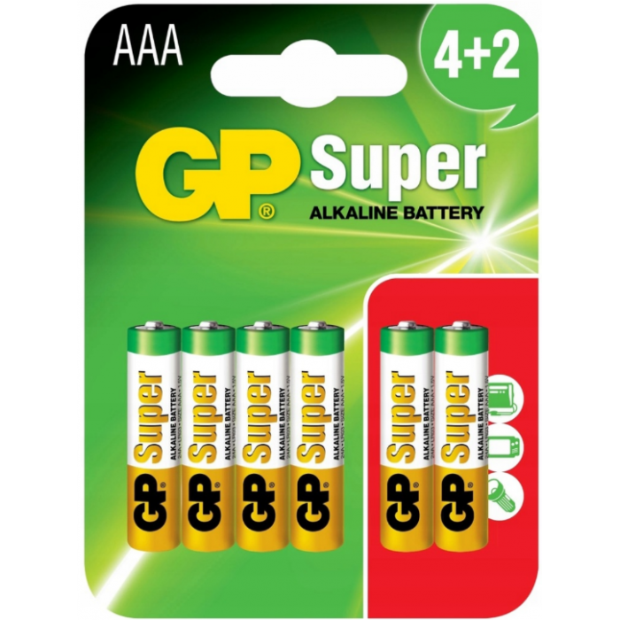 Батарейки GP AAA LR03 Super Alkaline 4+2 шт. (134265)