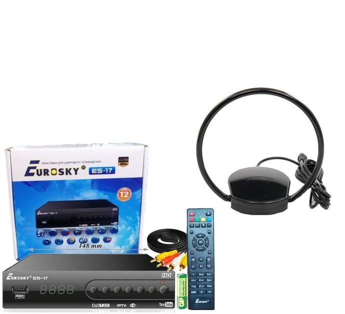 Тюнер Eurosky ES-17/антенна Eurosky ES 008 ОMEGA с усилителем 5В Тюнер Eurosky ES-17/антенна Eurosky ES 008 ОMEGA с усилителем 5В