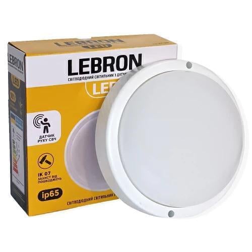 LED-светильник ЖКХ Lebron L-WLR-S 8W СВЧ датчик движения круглый 4100K 720 Lm IP65 (28687081)
