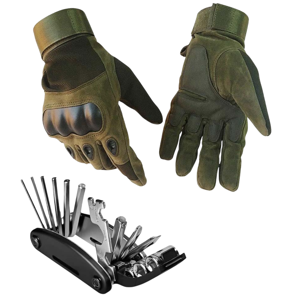 Велосипедные перчатки с веломультитулом L Оливковый (id_6529)