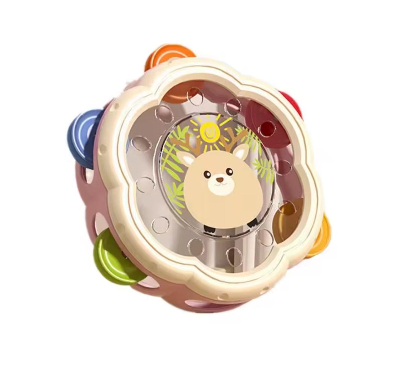 Дитячий бубон 17 см з дзвіночками та малюнком тигреня (75)