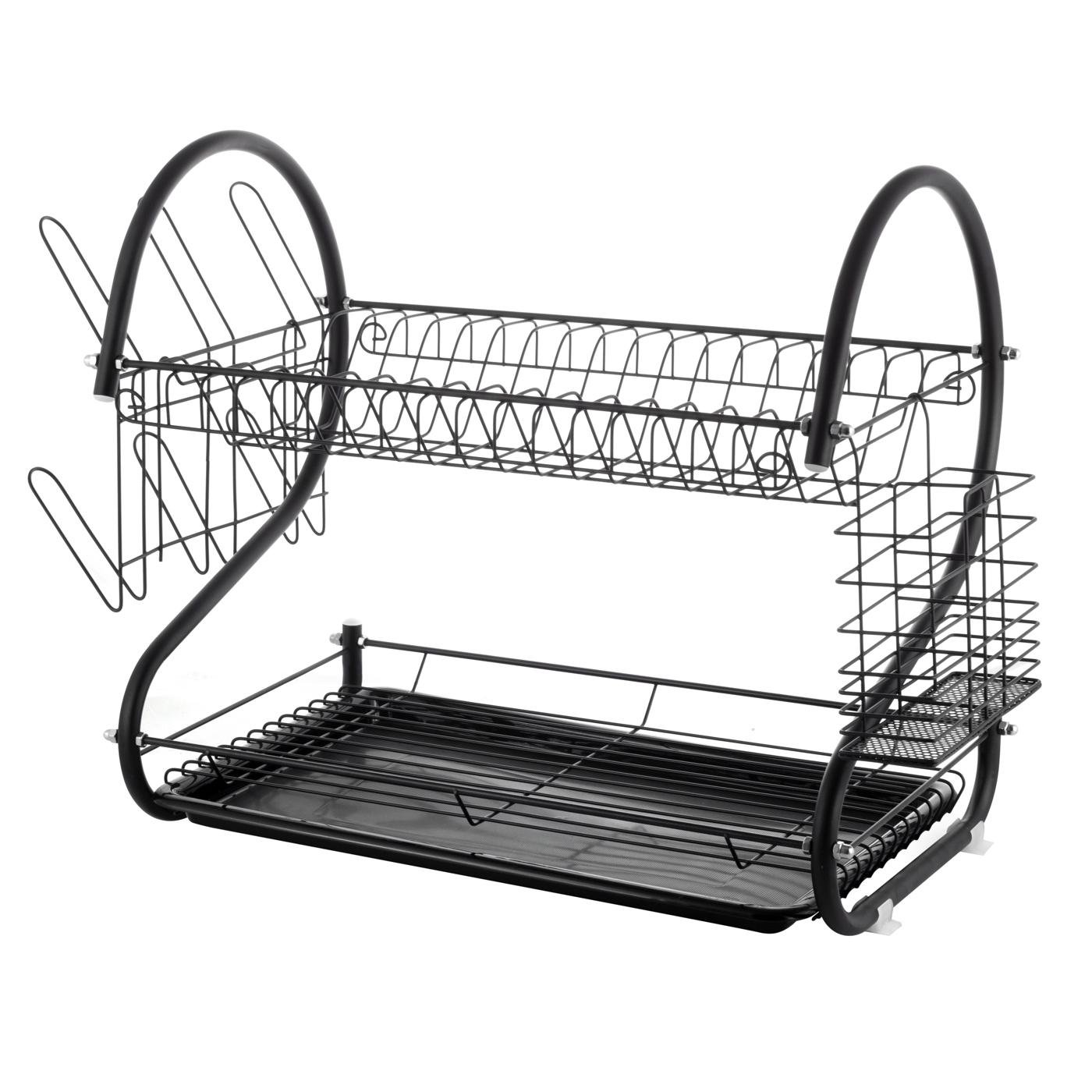 Сушарка для посуду Ofenbach Vizo двоярусна настільна сталь з піддоном 52х24,5х37 см Чорний