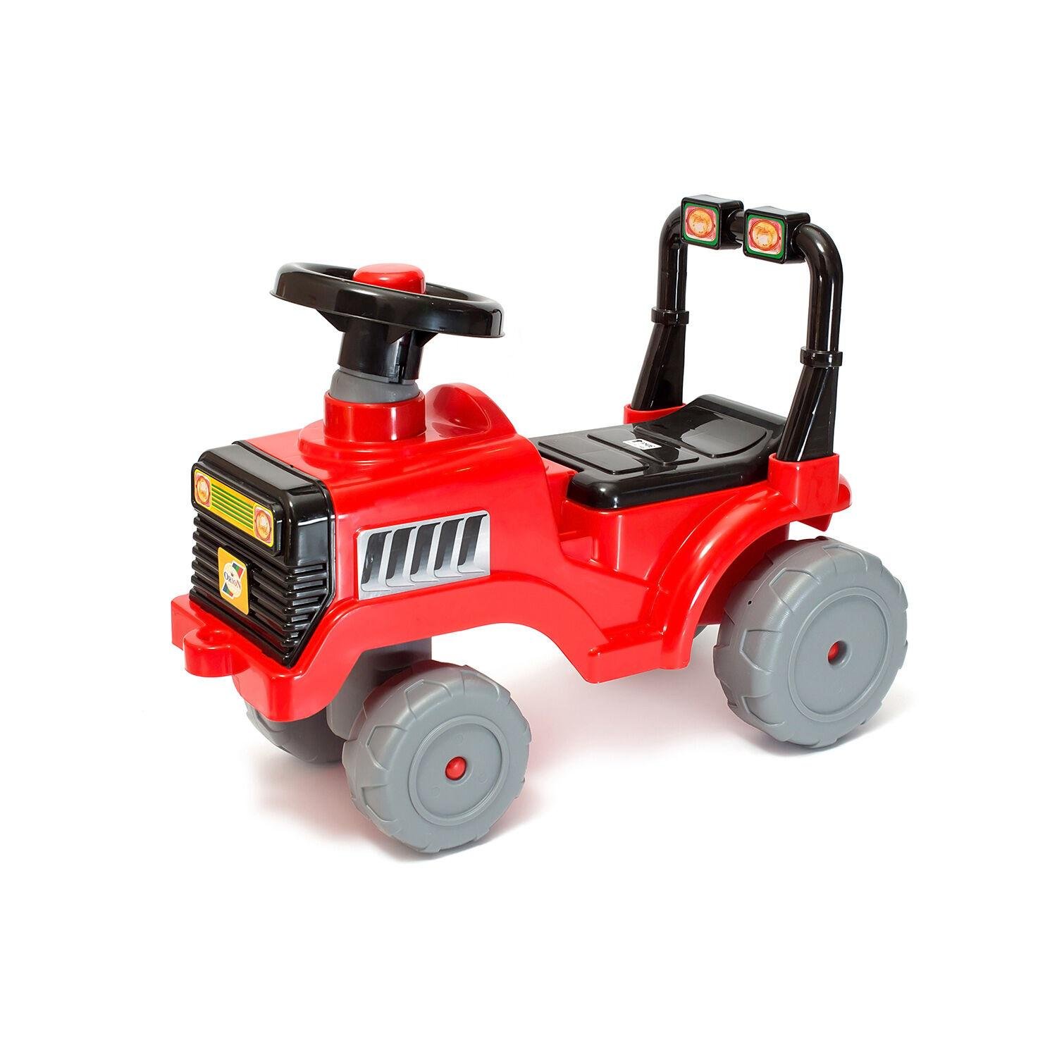 Машинка-толокар ORION Беби Трактор руль со звуковым сигналом/багажник/спинка-ручка Red/Black (81999)