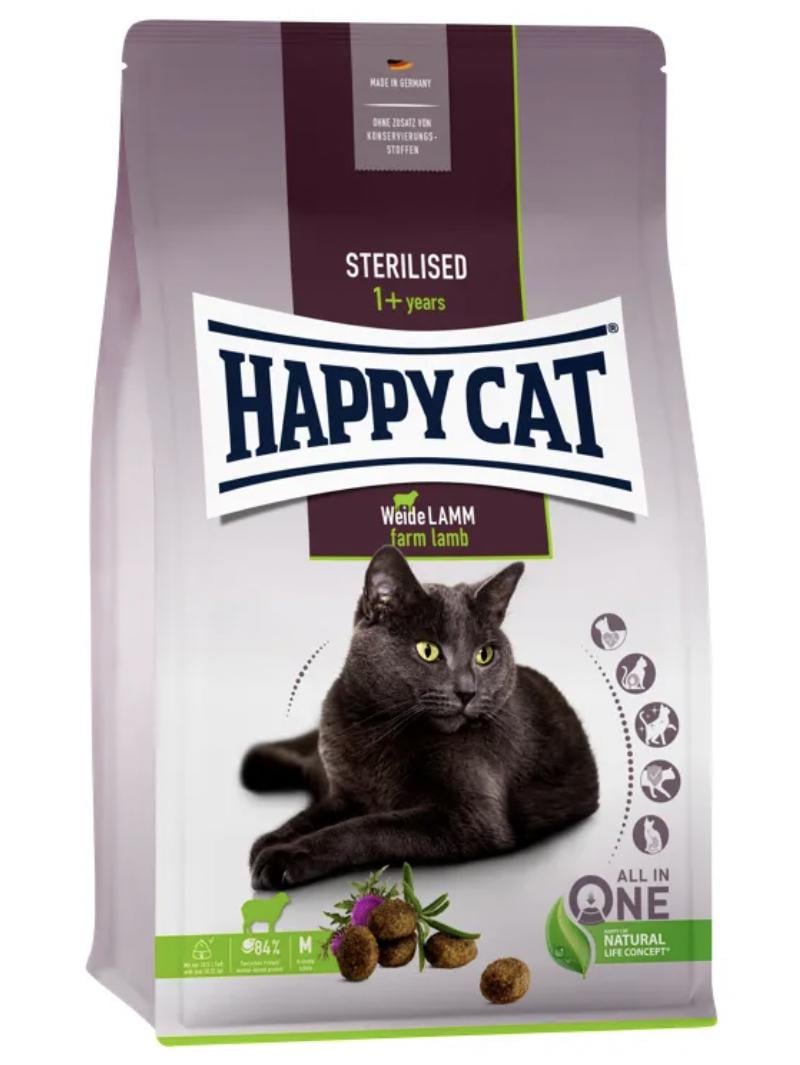Корм для дорослих стерилізованих кішок Happy Cat Sterilised Weide Lamm сухий зі смаком ягняти 10 кг (70586)