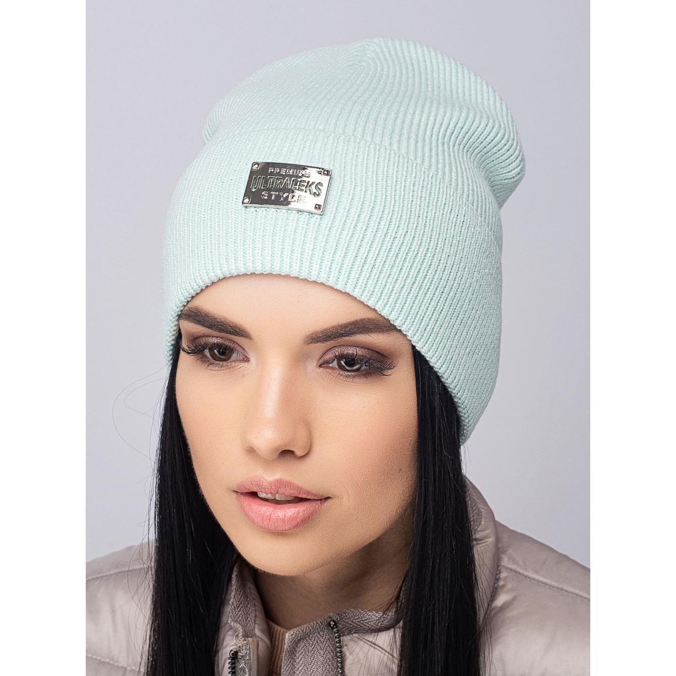 Шапка женская с отворотом Leks Репост one size Мята