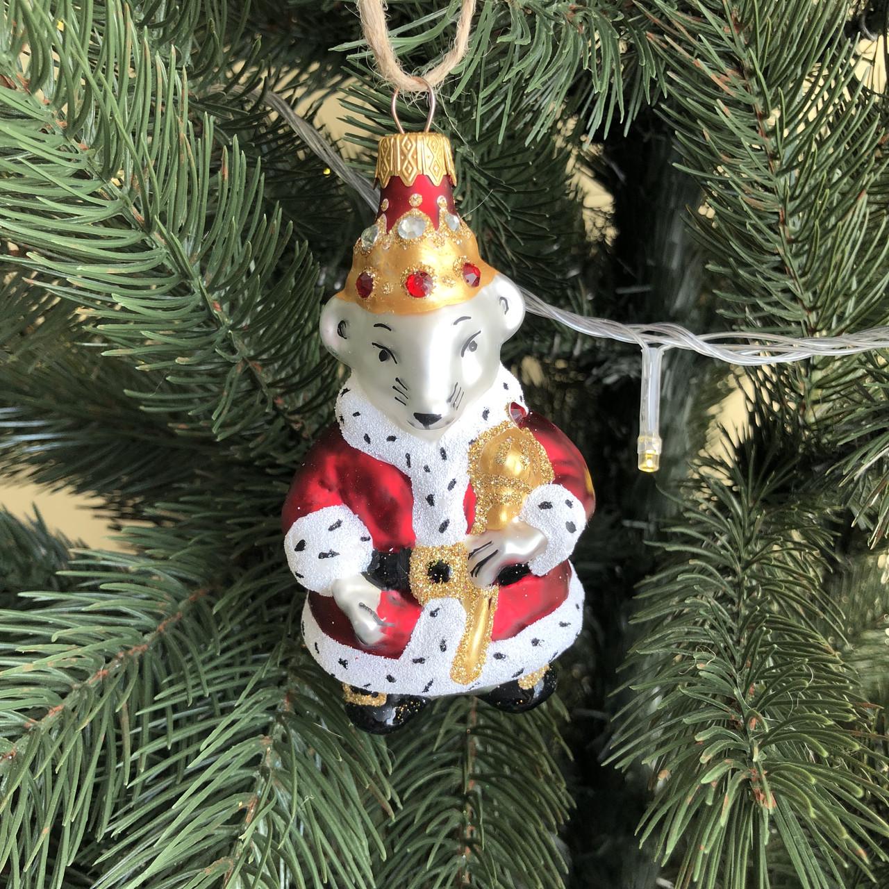 Игрушка елочная из стекла Мышиный Король формованная