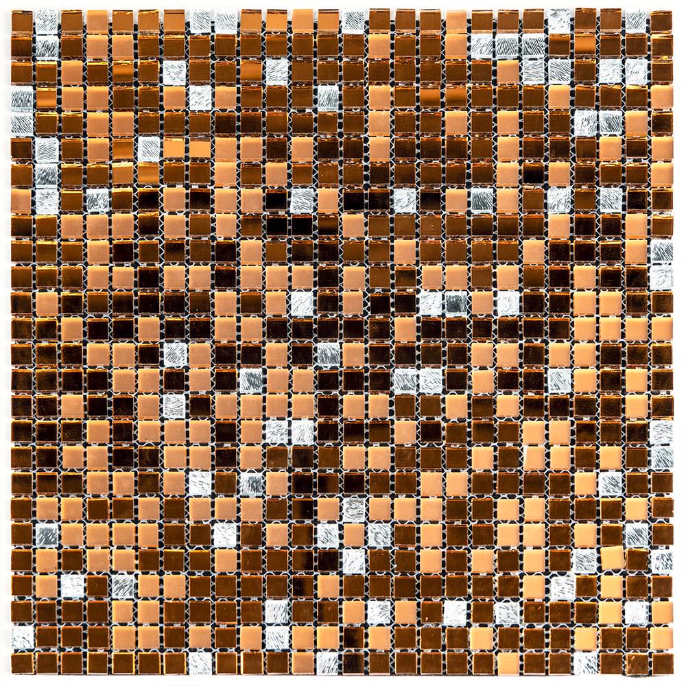 Плитка мозаика стеклянная декоративная Sticker Wall на клеевой основе 298х298х4,5 мм Медный (SW-00002370)