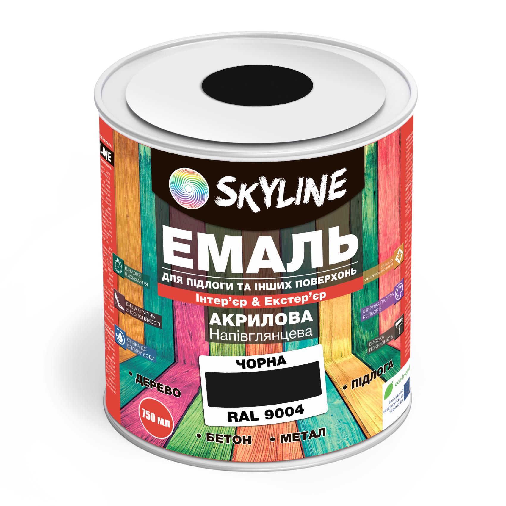 Емаль для підлоги SkyLine акрилова напівглянцева 0,75 л RAL 9004 Чорний