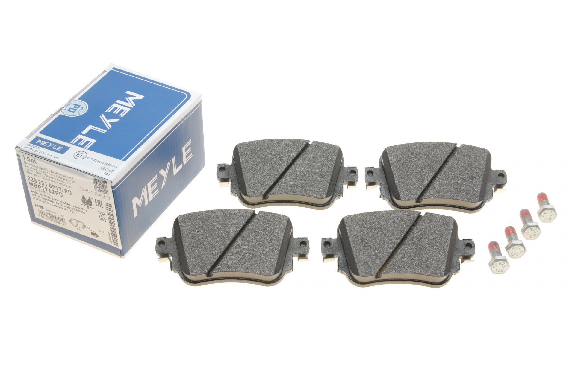 Колодки тормозные задние Meyle Audi Q3/Skoda Octavia/Seat Leon/VW Golf/Sharan 12-/Passat B8/Caddy IV 14- (025 251 0917/PD)