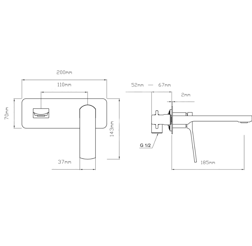 Змішувач для раковини Qtap Slavonice QTSLA273GMB45920 прихованого монтажу PVD Gunmetal Black (SD00052044) - фото 2