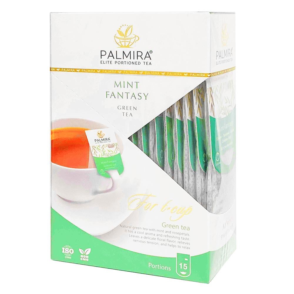Чай зеленый Palmira Мятная фантазия T-cup BOX с мятой пакетированный 15 саше по 2,4 г