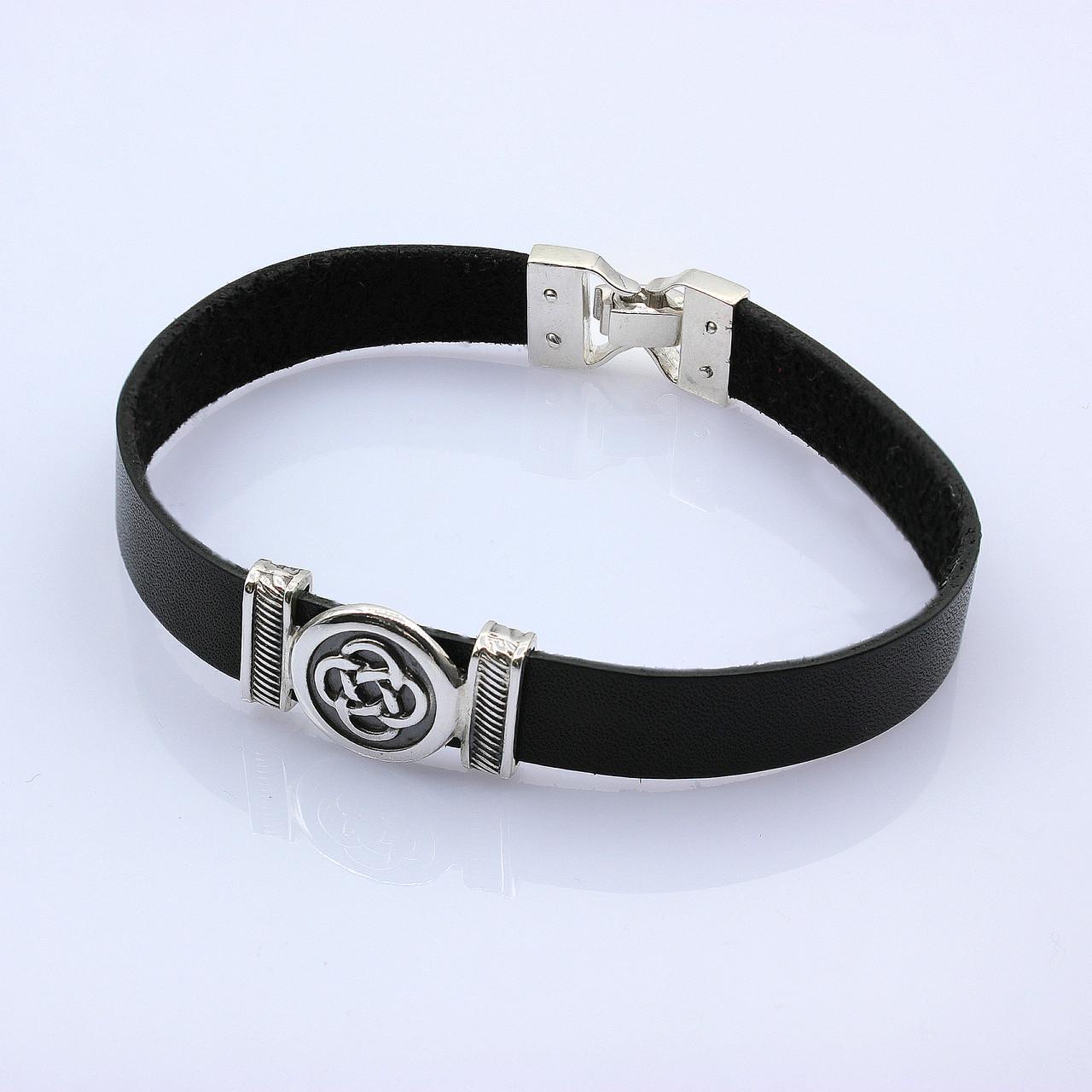 Браслет срібний Diva на шкірі р. 21 (084бр21)