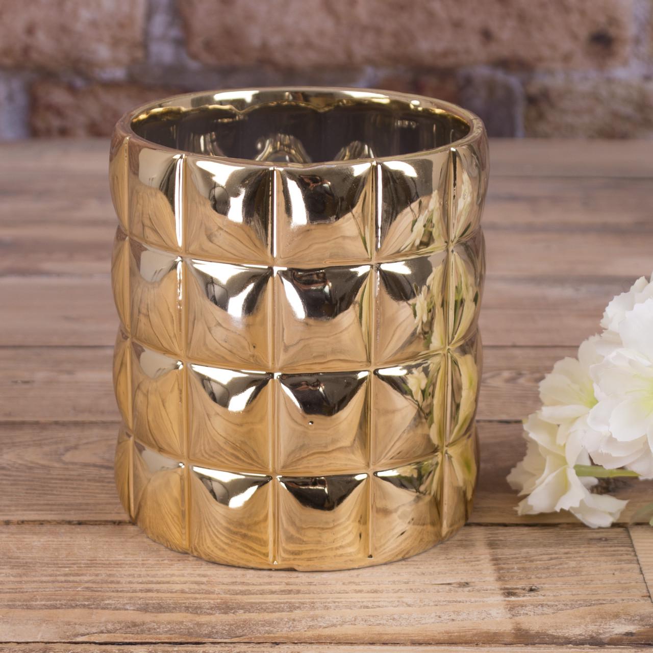 Кашпо Квадратики Золотой (4515-2)