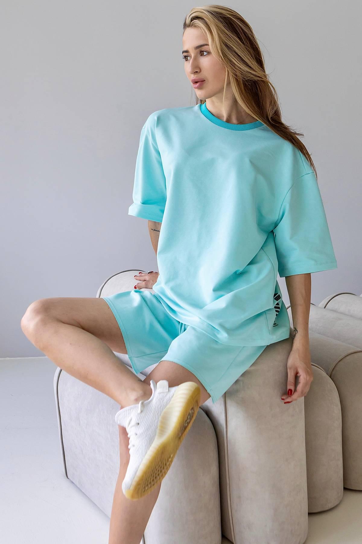 Костюм жіночий TOTALFIT футболка та шорти-бермуди S Синій (D5-LD54+H25-LD54-S) - фото 2