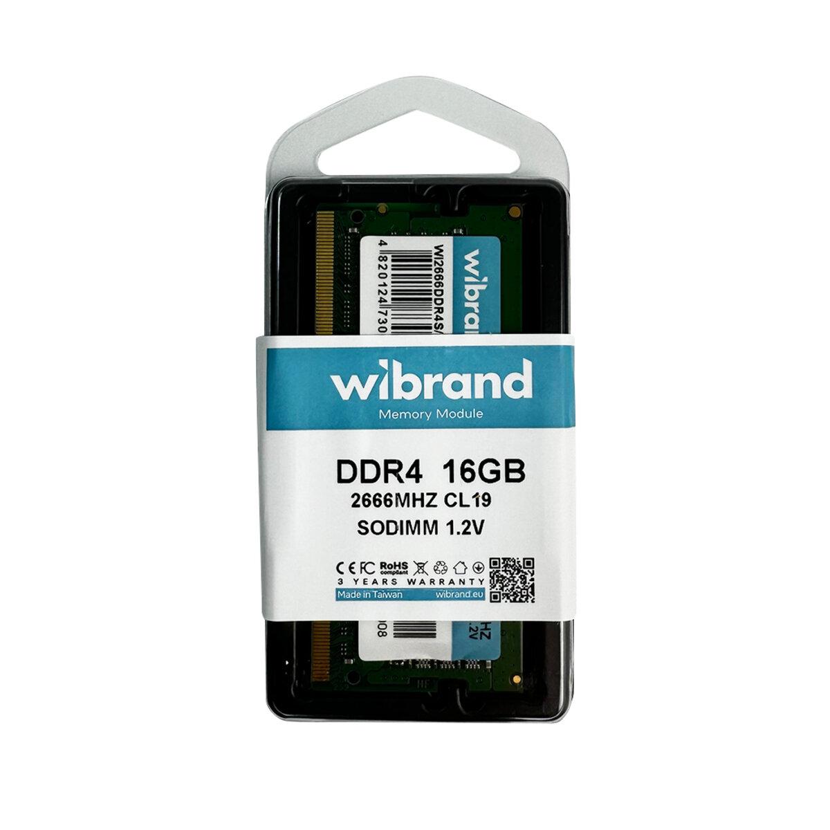 Оперативная память Wibrand DDR4 16 Гб 2666 МГц CL19 SODIMM (WI2666DDR4S/16GB) - фото 3