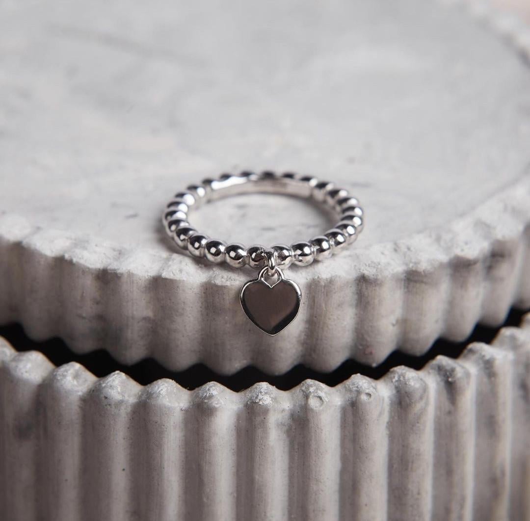 Кольцо женское Сердце без камней с подвеской из серебра р. 17 925 2,64 г (арт 1064к)